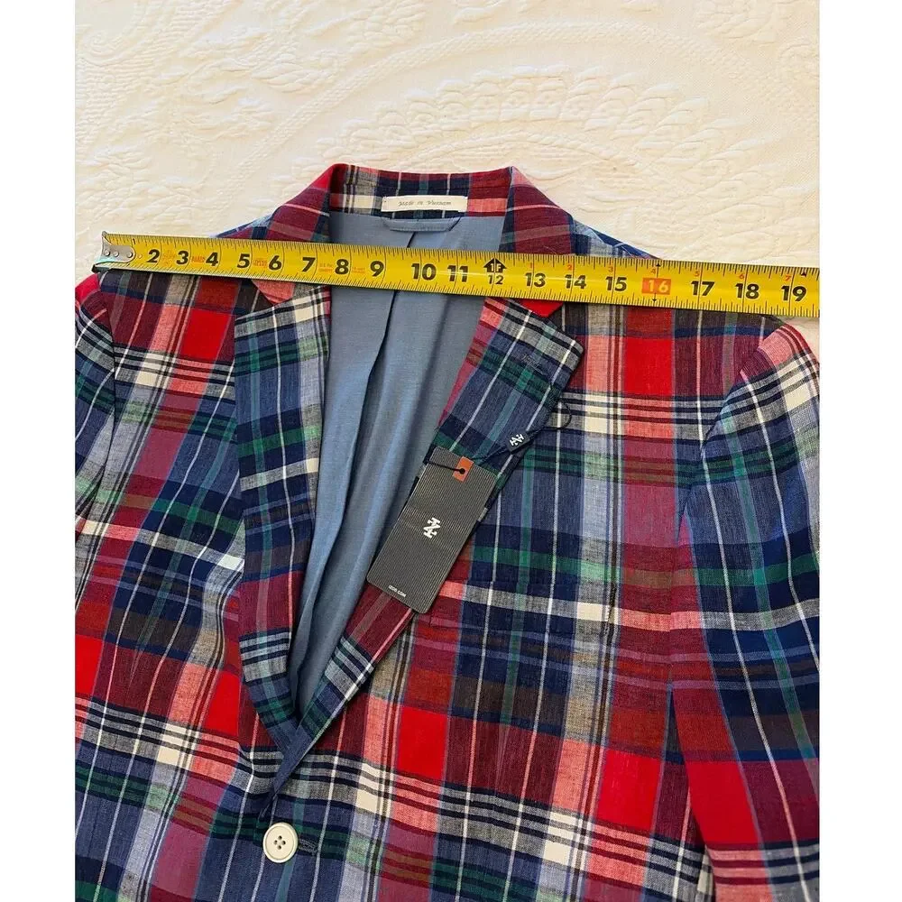 NWT IZOD Plaid Linen Blend Sport Coat Blazer 42S Preppy Derby Golfcore - Picture 14 of 14